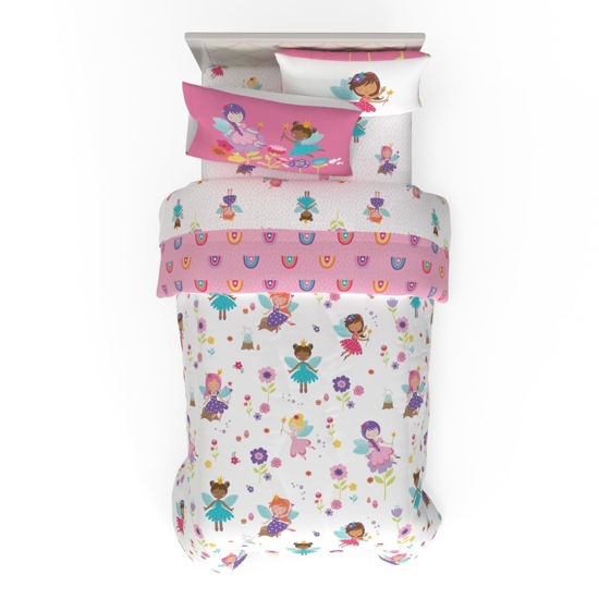 Picture of Franco Morning Bird Princess Fairy Kids Bedding Super Soft & Cozy Reversible Microfiber Comforter and Sheet Set with Sham, 5 Piece Twin Size
