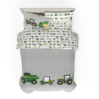 Picture of Franco Kids John Deere Farm Equipment Bedding 4 Piece Super Soft Comforter and Sheet Set, Twin, (Officially Licensed Product)