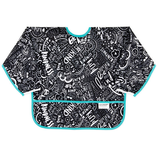 Picture of Bumkins Sleeved Bib for Girl or Boy, Baby and Toddler for 6-24 Mos, Essential Must Have for Eating, Feeding, Baby Led Weaning Supplies, Long Sleeve Mess Saving Food Catcher, Born This Way