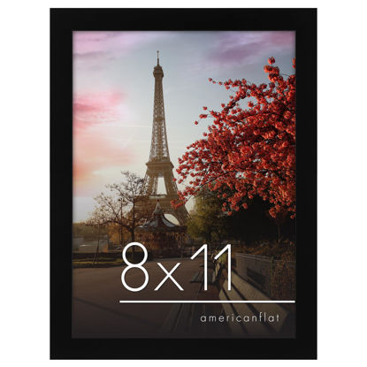 Picture of Americanflat 8x11 Picture Frame with Shatter-Resistant Glass - Gallery Style Frame with Engineered Wood - Signature Collection - Photo Frame for Tabletop and Wall Display - Black