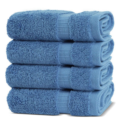 Picture of Chakir Turkish Linens | Hotel & Spa Quality 100% Cotton Premium Turkish Towels | Soft & Absorbent (4-Piece Washcloths, Wedgewood)
