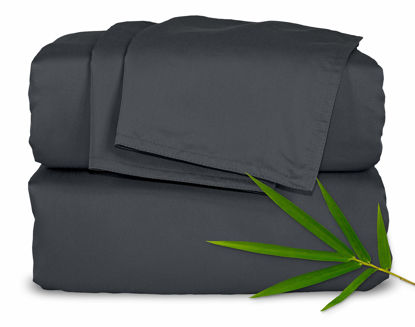Picture of King Sheets by Pure Bamboo, Genuine 100% Organic Viscose Derived from Bamboo Bed Sheet Set, Luxuriously Soft & Cooling, Double Stitching, Lifetime Quality Promise (King, Charcoal)