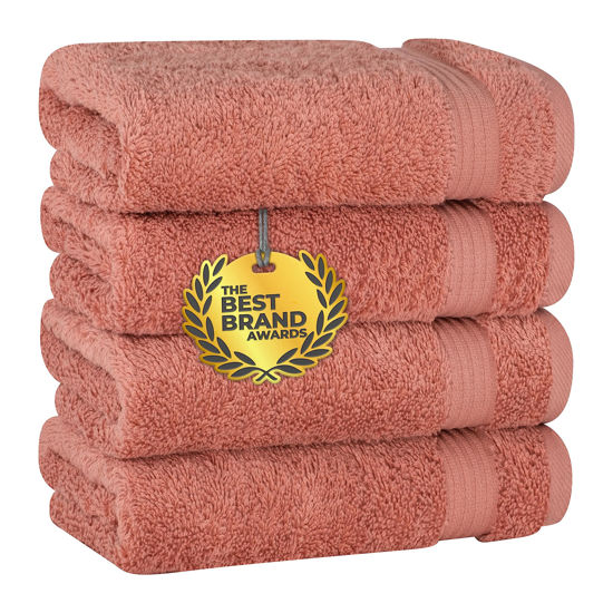 Picture of Cotton Paradise Hand Towels for Bathroom, 100% Cotton Turkish 4 Piece Hand Towel Set, Soft Absorbent Face Towels Clearance Set, Coral Hand Towels