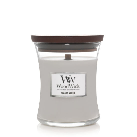 Picture of WoodWick Warm Wool Hourglass Candle, 9.7 oz., Medium, Fall Candle with Crackling Wick For Smooth Burn, Aromatherapy Soy Wax Blend