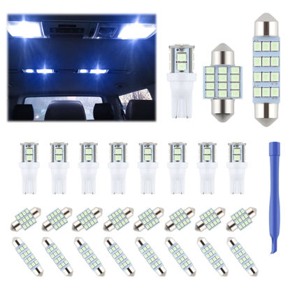 Picture of iFunyLED 24 Pieces Dome Light LED Car Interior Bulb Kit Set 194 T10 DE3175 578 31mm 42mm Bulbs Interior Replacement Lights for Car Map License Plate Door Side Marker Cornering Trunk Light - Ice Blue