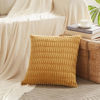 Picture of Fancy Homi 4 Packs Mustard Yellow Decorative Throw Pillow Covers 16x16 Inch for Living Room Couch Bed Sofa, Rustic Farmhouse Boho Home Decor, Soft Plush Striped Corduroy Square Cushion Case 40x40 cm