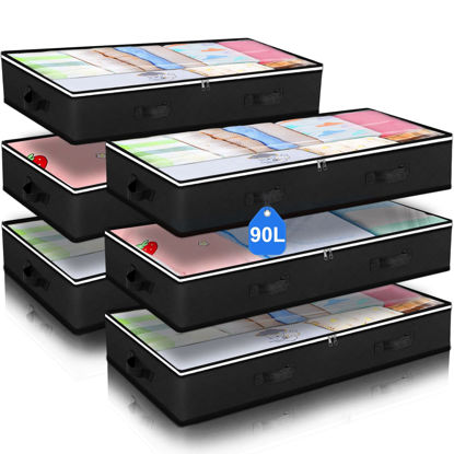 Picture of 6 Pack Under Bed Storage Containers Organizer, Large Capacity Underbed Clothes Storage Bins, Bedroom Organization and Storage, Foldable Storage Bags for Clothes Pillow Blankets Bedding