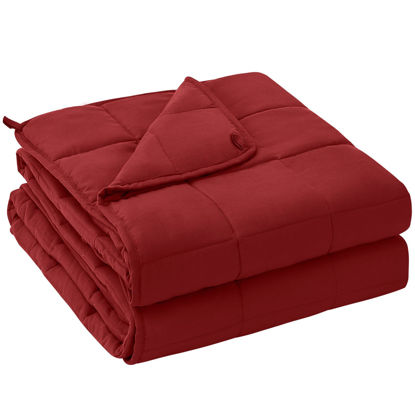 Picture of yescool Weighted Blanket for Adults (15 lbs, 48" x 72", Red) Cooling Heavy Blanket for Sleeping Perfect for 140-160 lbs, Twin Size Breathable Blanket with Premium Glass Bead, Machine Washable