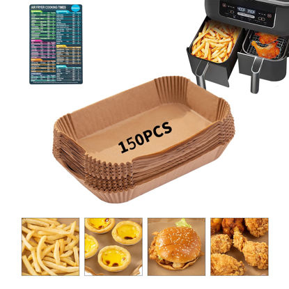 Picture of Ninja Air Fryer Liners Disposable, Ninja Dual Air Fryer Liners,150PCS Rectangle Air Fryer Accessories,Baking Parchment Paper Liners for Ninja DZ201 /401