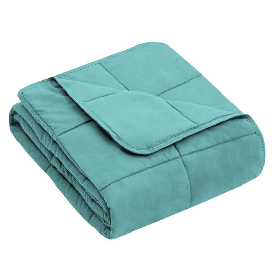 Picture of yescool Kids Weighted Blanket (7 lbs, 41" x 60", Teal) Cooling Heavy Blanket for Sleeping Perfect for 60-90 lbs, Throw Size Breathable Blanket with Premium Glass Bead, Machine Washable