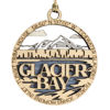 Picture of Glacier Bay National Park Scene showcasing Glacier Bay's Tidewater Glaciers & Fjords - 2-Layer Wood Ornament, 3" Round, Laser Cut, Made in USA