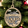 Picture of Glacier Bay National Park Scene showcasing Glacier Bay's Tidewater Glaciers & Fjords - 2-Layer Wood Ornament, 3" Round, Laser Cut, Made in USA