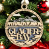 Picture of Glacier Bay National Park Scene showcasing Glacier Bay's Tidewater Glaciers & Fjords - 2-Layer Wood Ornament, 3" Round, Laser Cut, Made in USA