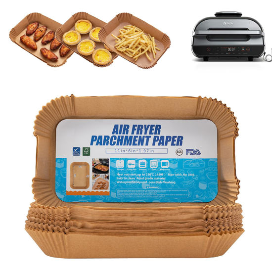 Picture of Air Fryer Liners For Ninja Foodi XL Smart FG551 6-in-1 Indoor Grill,100PCS Rectangular Air Fryer Disposable Paper Liner, Parchment Paper Liners for Ninja Smart Xl Air Fryer