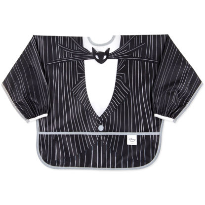 Picture of Bumkins Disney Sleeved Bib for Girl or Boy, Baby and Toddler for 6-24 Mos, Essential Must Have for Eating, Feeding, Baby Led Weaning Supplies, Long Sleeve Mess Saving Food Catcher, Jack Skellington