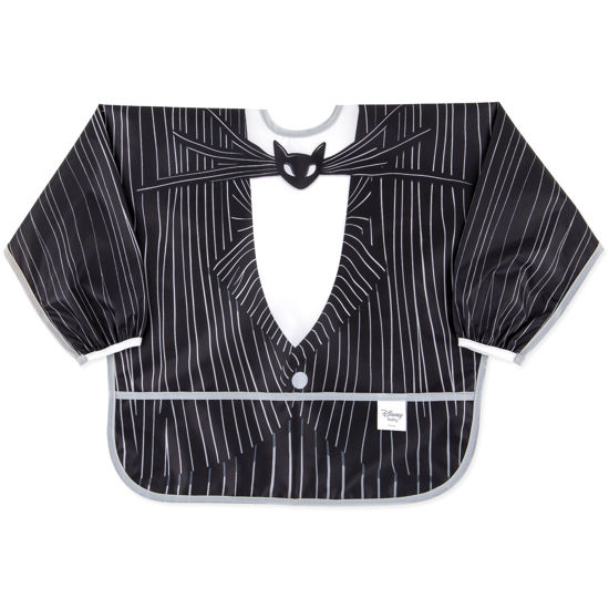 Picture of Bumkins Disney Sleeved Bib for Girl or Boy, Baby and Toddler for 6-24 Mos, Essential Must Have for Eating, Feeding, Baby Led Weaning Supplies, Long Sleeve Mess Saving Food Catcher, Jack Skellington