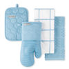 Picture of KitchenAid Quilted Cotton Terry Cloth Oven Mitt, Pot Holder Heat Resistant, 16"x26", 7"x13" & 7"x10", Blue Velvet
