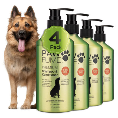 Picture of Pawfume Dog Shampoo and Conditioner - Hypoallergenic Dog Shampoo for Smelly Dogs - Best Dog Shampoos & Conditioners - Probiotic Pet Shampoo for Dogs - Best Dog Shampoo for Puppies (Show Dog, 4-Pack)