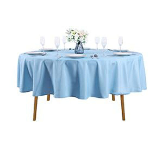 Picture of 60 inch Round Tablecloth Washable Polyester Table Cloth Decorative Table Cover for Wedding Party Dining Banquet（60 inch,Blue Mist）