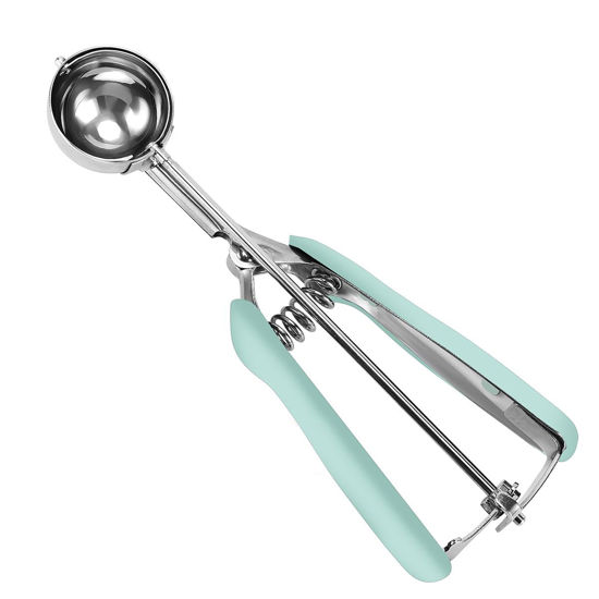 Picture of HOMURE H Cookie Scoop 1.5 Tablespoon, Size #50 Cookie Dough Scoop, Cookie Scoop for Baking, Mint, Spring-Loaded Scoop, Comfortable Grip