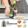Picture of KEOUKE Rotary Cheese Grater with Handle Vegetable Cheese Shredder Slicer Grater for Kitchen 3 Changeable Blades for Cheese Potato Zucchini Nuts Chocolate (Green SP)