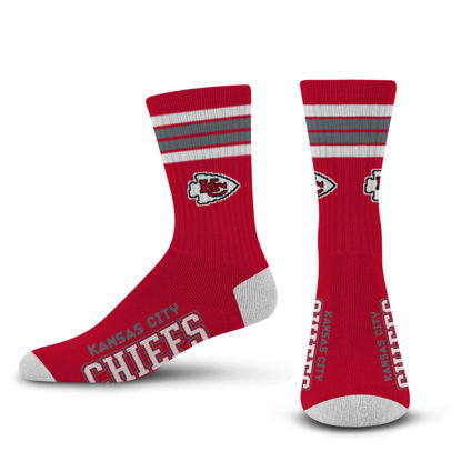 Picture of For Bare Feet NFL 4 Stripe Deuce Crew Sock, Kansas City Chiefs, Large
