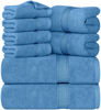Picture of Utopia Towels 8-Piece Premium Towel Set, 2 Bath Towels, 2 Hand Towels, and 4 Wash Cloths, 600 GSM 100% Ring Spun Cotton Highly Absorbent Towels for Bathroom, Gym, Hotel, and Spa (Electric Blue)