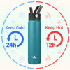 Picture of Konokyo Insulated Water Bottle 24oz Stainless Steel Sport Bottles with 3 Lids,Light Blue