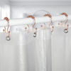 Picture of Goowin Shower Curtain Hooks, 12 Pcs Shower Curtain Rings, Stainless Steel Shower Curtain Hooks Rings Rust Proof, Smooth Sliding Anti-Drop Double Shower Hooks for Shower Curtain, Rods (Rose Gold)