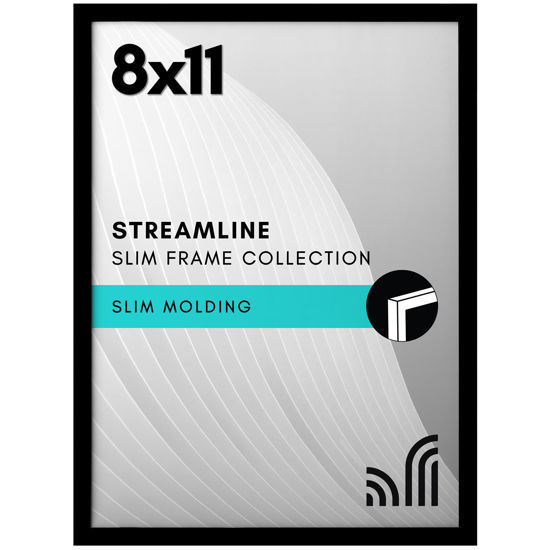Picture of Americanflat 8x11 Picture Frame with Shatter-Resistant Glass - Streamline Collection - Thin Border Picture Frame for Tabletop and Wall Display - Hanging Hardware and Easel Stand Included - Black