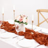 Picture of MLMC 12 Pack Fall Table Runner Terracotta Cheesecloth Table Runner 10ft Wrinkled Rustic Burnt Orange Cheese Cloth Table Runner for Thanksgiving Friendsgiving Home Party Decor