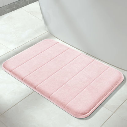 Picture of Yimobra Memory Foam Bath Mat Large Size,24 x 17 Inches, Soft and Comfortable, Super Water Absorption, Non-Slip, Thick, Machine Wash, Easier to Dry for Bathroom Floor Rug,Soft Pink