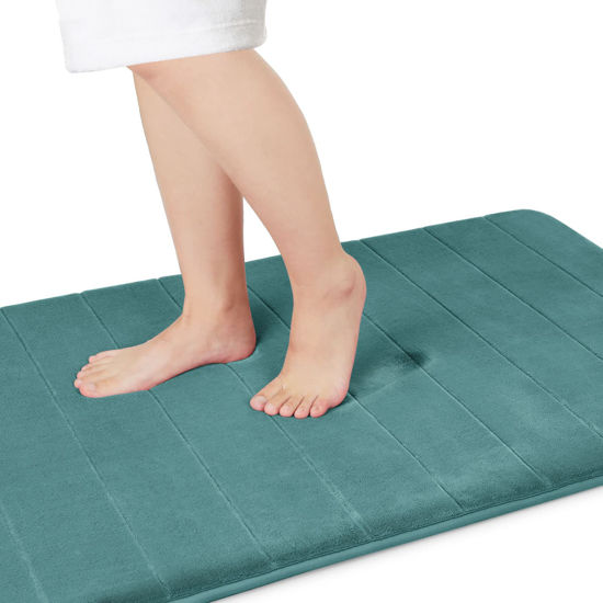 Picture of Yimobra Memory Foam Bath Mat Large Size, 36.2 x 24 Inches, Soft and Comfortable, Super Water Absorption, Non-Slip, Thick, Machine Wash, Easier to Dry for Bathroom Floor Rug, Eggshell Blue