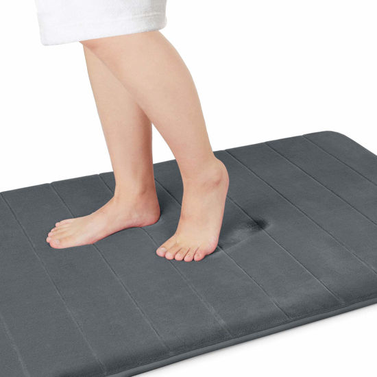 Picture of Yimobra Memory Foam Bath Mat Large Size,70 x 24 Inches Soft and Comfortable, Super Water Absorption, Non-Slip, Thick, Machine Wash, Easier to Dry for Bathroom Floor Rug, Dark Gray