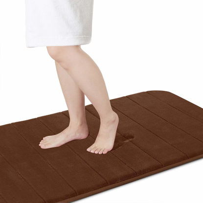 Picture of Yimobra Memory Foam Bath Mat Large Size,70 x 24 Inches, Soft and Comfortable, Super Water Absorption, Non-Slip, Thick, Machine Wash, Easier to Dry for Bathroom Floor Rug, Brown