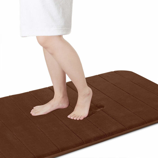 Picture of Yimobra Memory Foam Bath Mat Large Size,70 x 24 Inches, Soft and Comfortable, Super Water Absorption, Non-Slip, Thick, Machine Wash, Easier to Dry for Bathroom Floor Rug, Brown