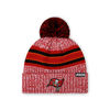 Picture of FOCO Tampa Bay Buccaneers NFL Logo Heather Stripe Pom Beanie Hat, Team Color