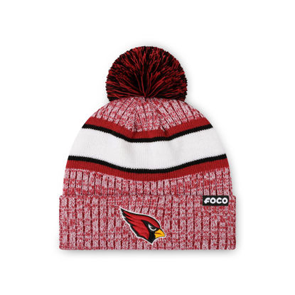 Picture of FOCO Arizona Cardinals NFL Logo Heather Stripe Pom Beanie Hat, Team Color