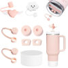 Picture of Stanley Cup Accessories Set Including 6 Pcs Silicone Spill Proof Stopper, 2 Pcs Straw Cover Cap for 9-10 mm Straws, 1 Pcs Clear Silicone Boot for Stanley Cup Stanley 40oz & 30oz Tumbler (PINK)