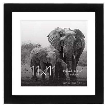 Picture of Americanflat 11x11 Picture Frame with Shatter-Resistant Glass - Use as 8x8 Frame with Mat or 11x11 Frame Without Mat - Signature Collection - Photo Frame for Wall Display - Black