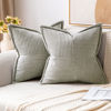 Picture of MIULEE Light Grey Corduroy Pillow Covers 18 x 18 inch with Splicing Set of 2 Super Soft Boho Striped Pillow Covers Broadside Decorative Textured Throw Pillows for Couch Cushion Bed Livingroom