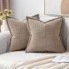 Picture of MIULEE Corduroy Pillow Covers with Splicing Set of 2 Super Soft Boho Striped Pillow Covers Broadside Decorative Textured Throw Pillows for Spring Couch Cushion Livingroom 18x18 inch, Light Brown