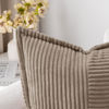 Picture of MIULEE Corduroy Pillow Covers with Splicing Set of 2 Super Soft Boho Striped Pillow Covers Broadside Decorative Textured Throw Pillows for Spring Couch Cushion Livingroom 18x18 inch, Light Brown