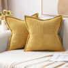 Picture of MIULEE Gold Pillow Covers 18x18 Inch with Splicing Set of 2 Super Soft Boho Striped Corduroy Pillow Covers Broadside Decorative Textured Throw Pillows for Couch Cushion Livingroom