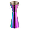 Picture of Briout Jigger for Bartending, Double Cocktail Jigger Japanese Premium 304 Food Grade Stainless Steel Jigger 2 OZ 1 OZ with Measurements Inside, Flat Edge Rainbow