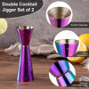 Picture of Briout Jigger for Bartending, Double Cocktail Jigger Japanese Premium 304 Food Grade Stainless Steel Jigger 2 OZ 1 OZ with Measurements Inside, Flat Edge Rainbow