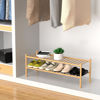Picture of ROMGUAR CRAFT 2-Tier Bamboo Long Shoe Rack, Free Standing Wood Shoe Shelf Storage Organizer for Closet Entryway Stackable 35"x11"x13" (Natural)