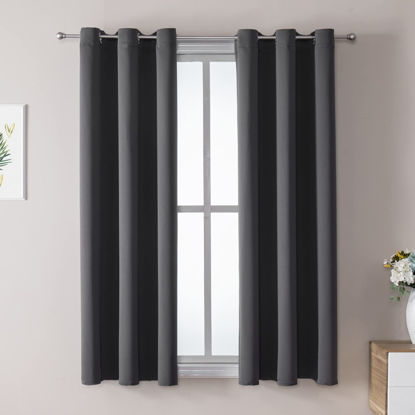 Picture of ChrisDowa Grommet Blackout Curtains for Bedroom and Living Room - 2 Panels Set Thermal Insulated Room Darkening Curtains (Dark Grey, 38W x 54L)