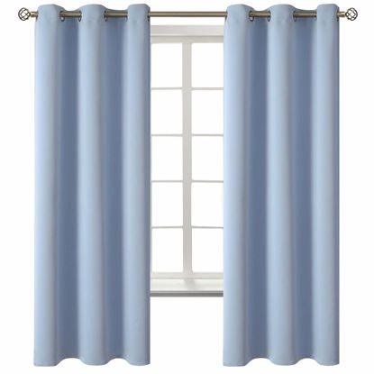 Picture of BGment Blackout Curtains for Living Room - Grommet Thermal Insulated Room Darkening Curtains for Bedroom, 2 Panels of 42 x 63 Inch, Spa Blue