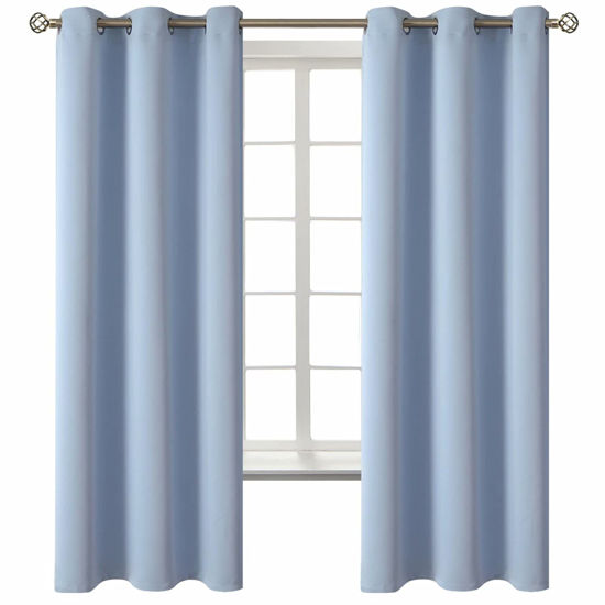 Picture of BGment Blackout Curtains for Living Room - Grommet Thermal Insulated Room Darkening Curtains for Bedroom, 2 Panels of 42 x 63 Inch, Spa Blue